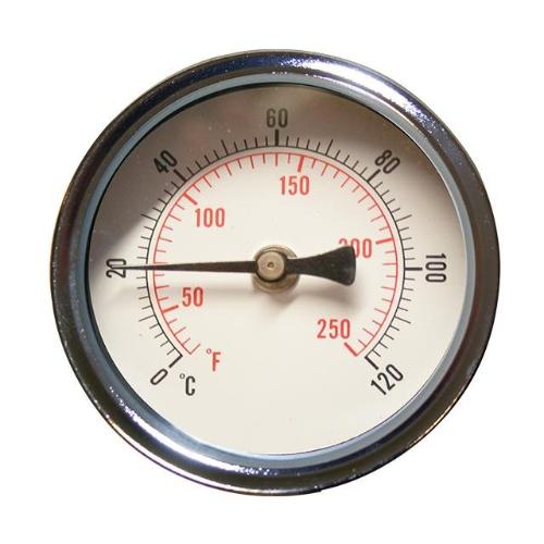 STAINLESS STEEL TEMPERATURE GAUGE - 100mm DIAL - 50mm POCKET